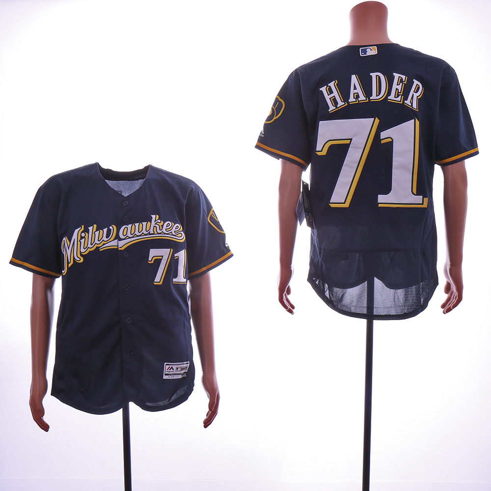 Men Milwaukee Brewers #71 Hader Blue Game MLB Jerseys